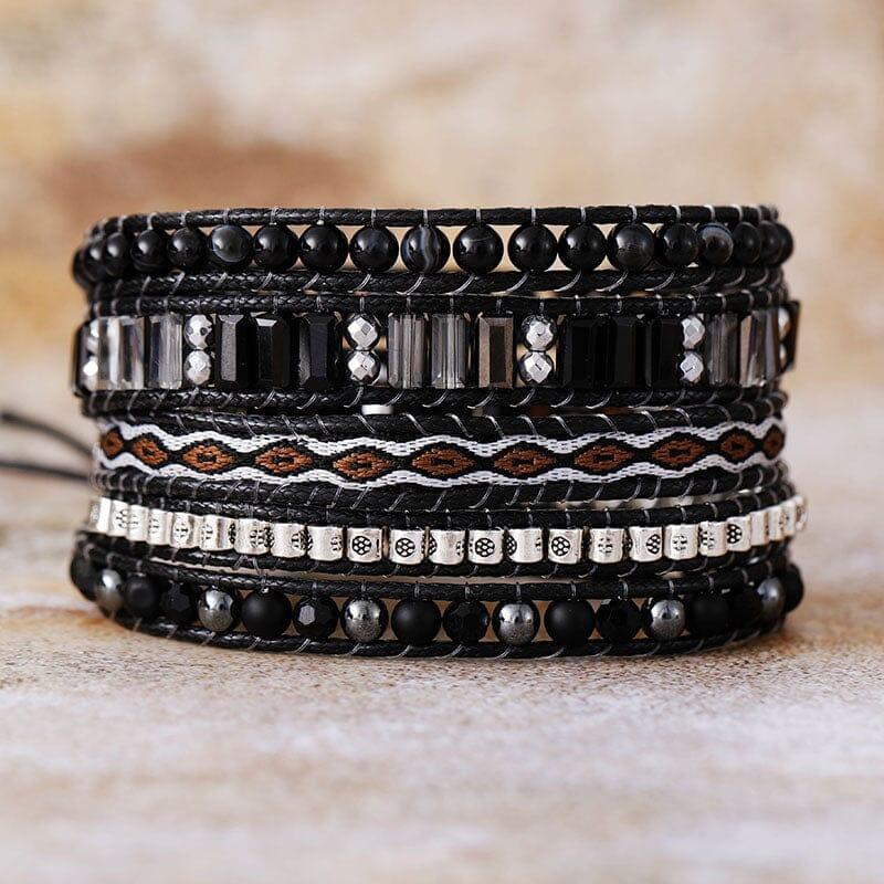 Mitternachtsmajestät Armband aus Hämatit und Onyx