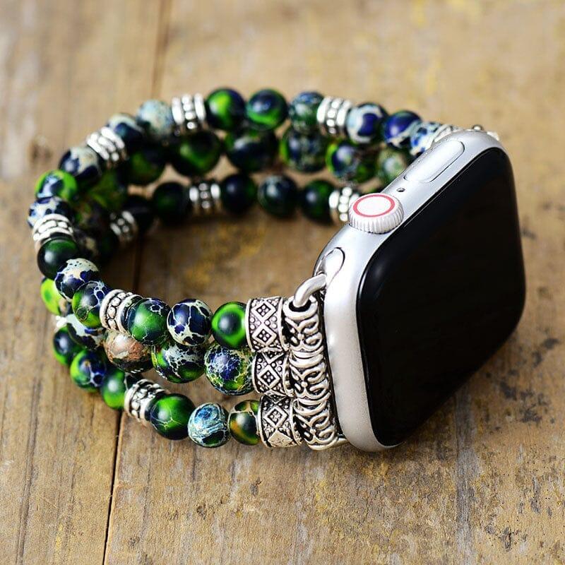 Smartwatch-Armband "Dunkle Mystique" aus Edelsteinen