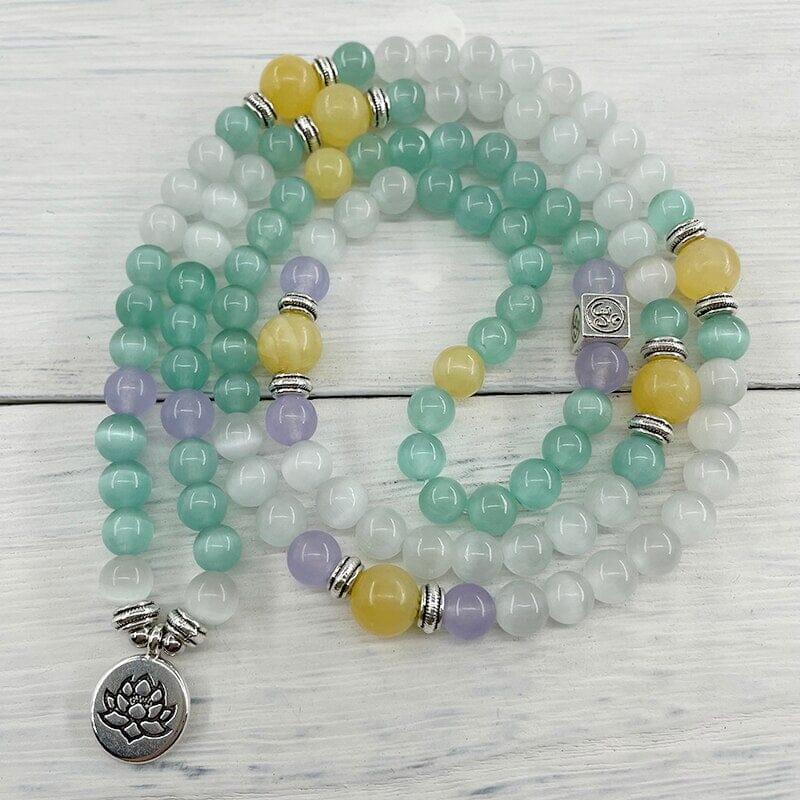 Mala Armband aus Opal und gelber Jade "Spirituelle Abundanz"