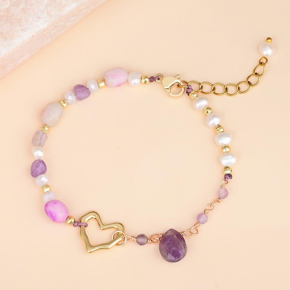 Liebesarmband "Bezaubernde Eleganz" mit Amethyst und rosa Opal