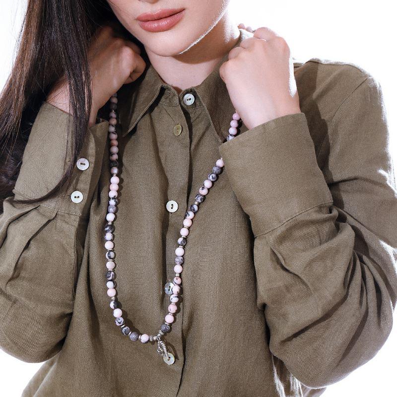 Freudige Segnungen Mala-Perlen mit Pink Zebra