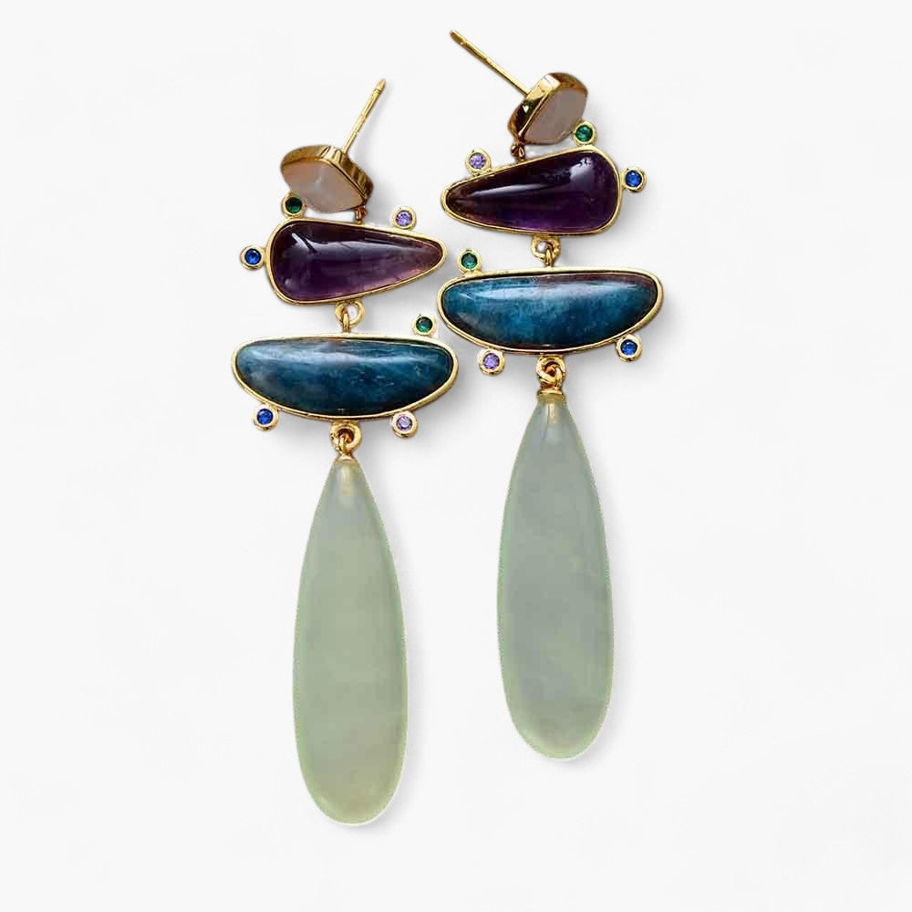 Ohrstecker "Voller Harmonie" aus Amethyst, Jade & Apatit