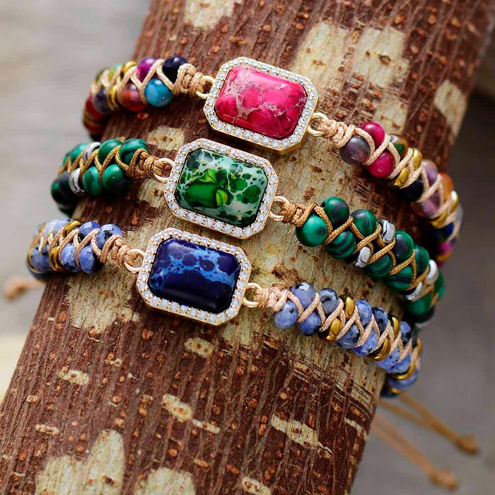 Geflochtenes Jaspis-Armband "Tief Pflegend"