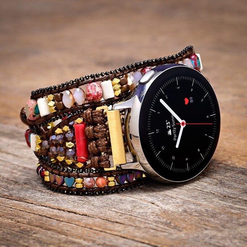 Samsung Uhrenarmband "Irdische Erdung" aus Hämatit und Jade