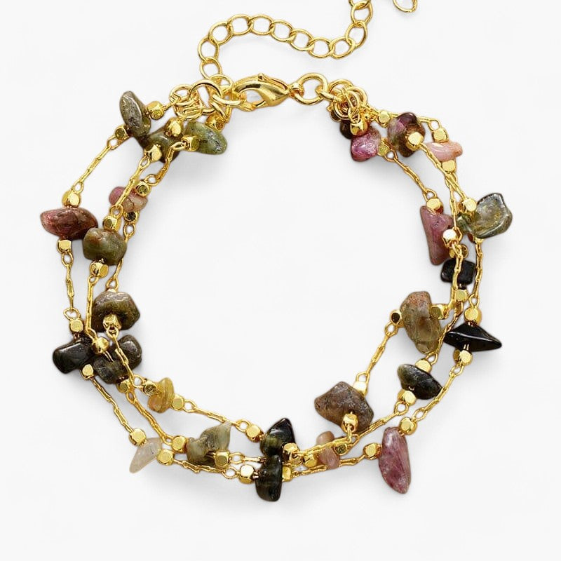 Mehrlagiges Goldarmband "Unendliche Erleuchtung" mit Edelsteinen