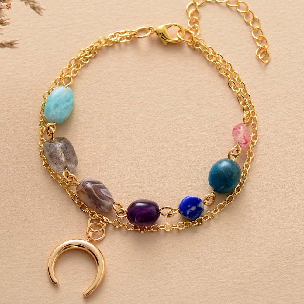 Mondsichel-Armband mit 7 Chakra-Steinen