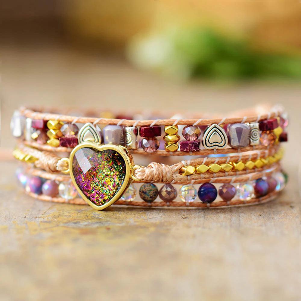 Wickelarmband "Wunderglanz" aus Opal, Amazonit und Türkis