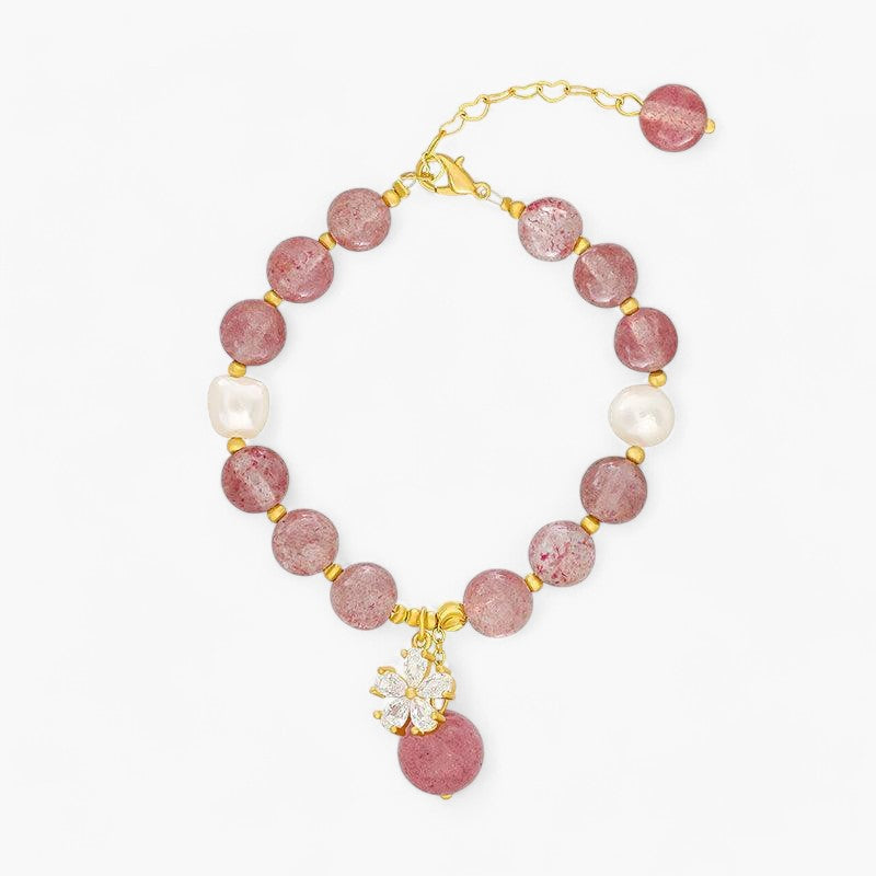 Armband "Sweet Darling" aus Erdbeer Quarz & Perlen