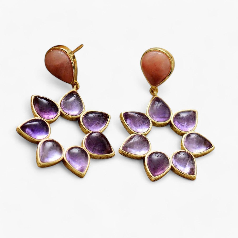 Amazonit & Amethyst Ohrringe "Mutige Wildblume"