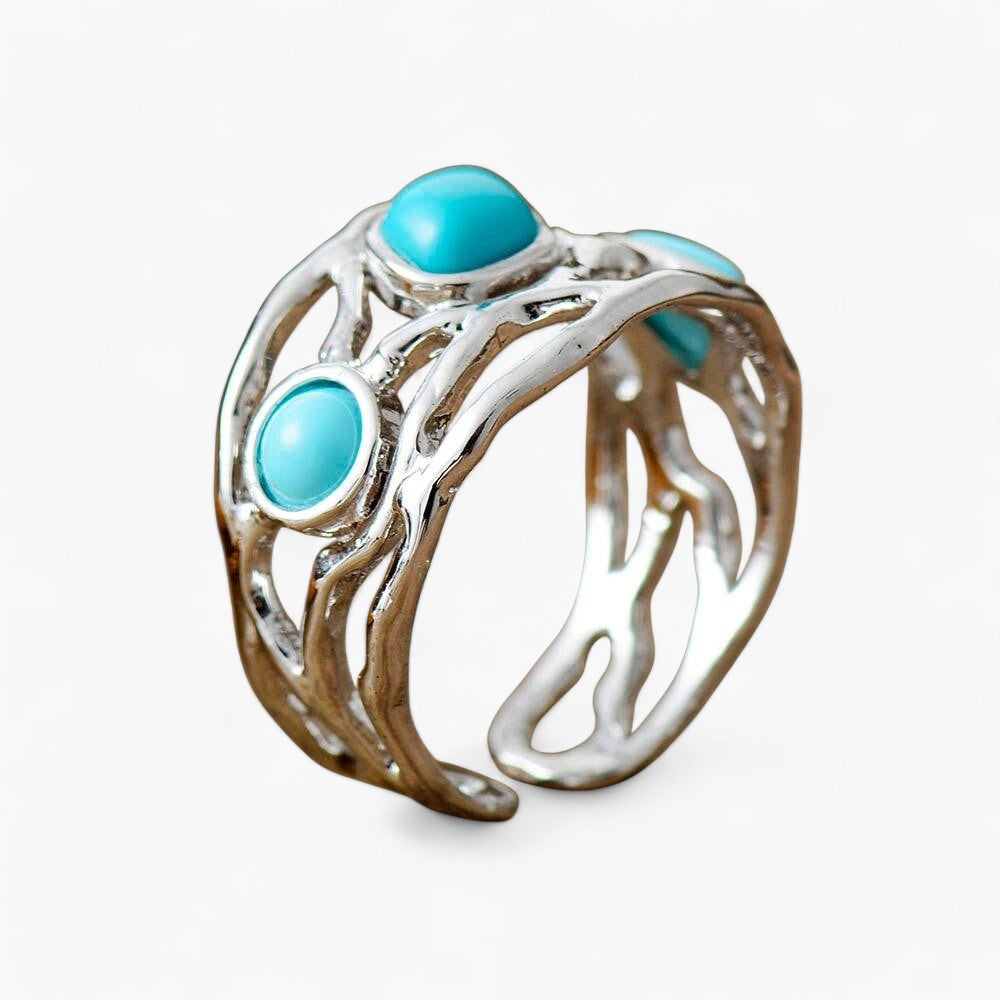 Ring aus Türkis und Jade für elegante Weisheit