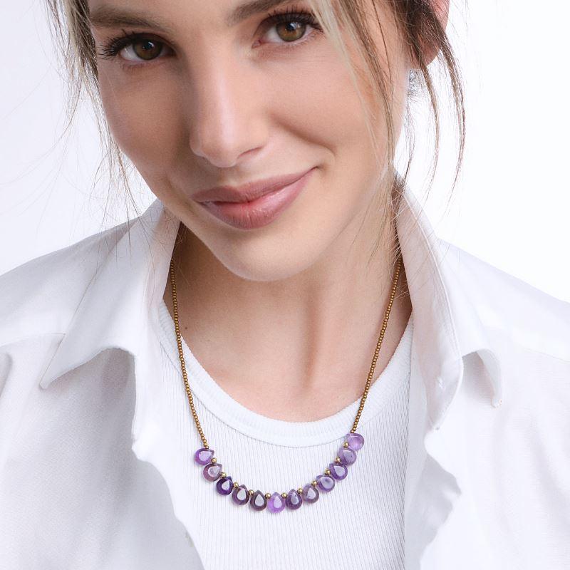 Halskette im Bohemian-Stil "Göttliche Schönheit" mit Amethyst und Türkis