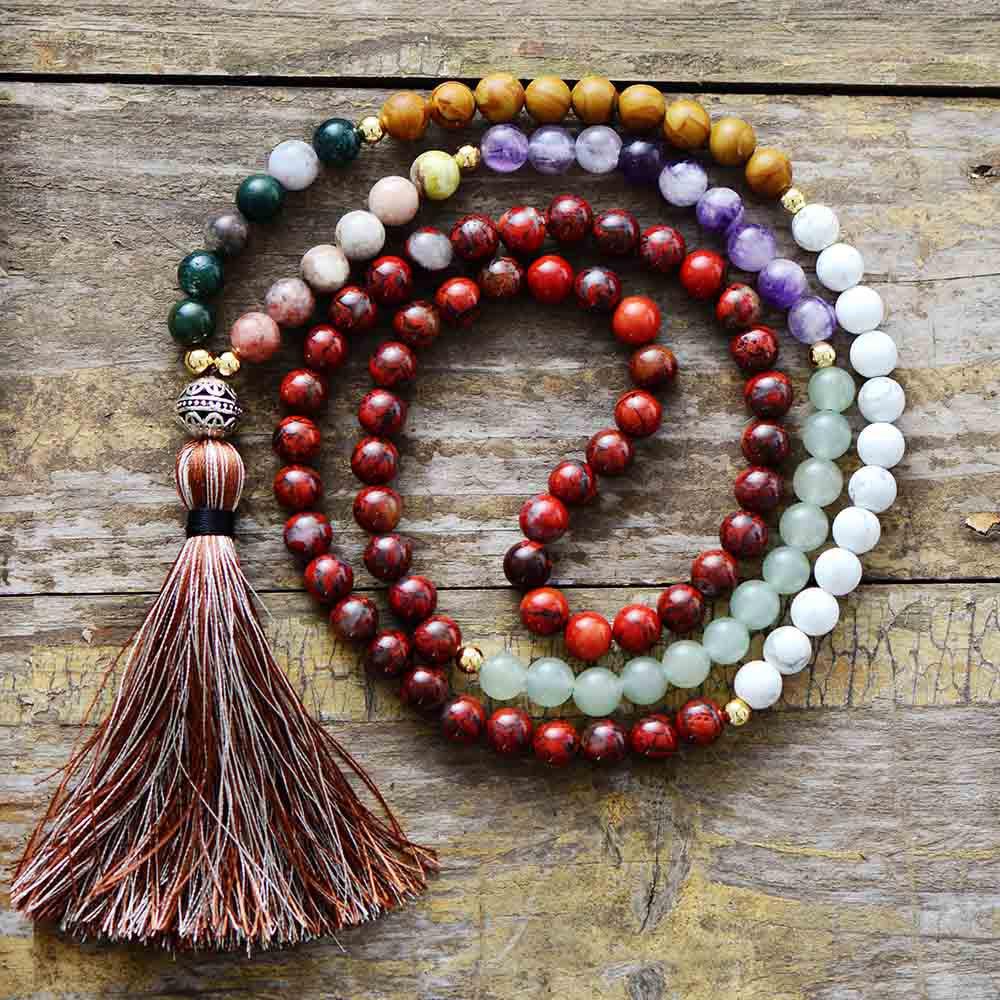 Halskette "Ruhige Anwesenheit" aus 7 Chakra Jaspis & Achat