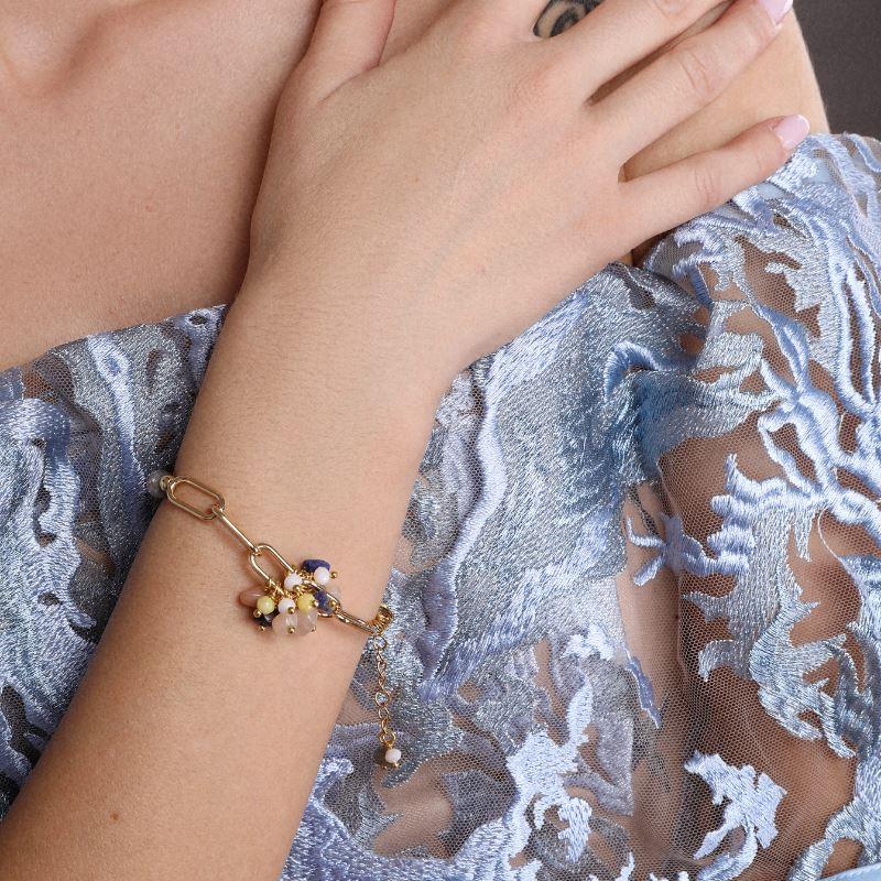 Goldarmband "Himmlische Harmonie" mit Labradorit, Blue-Veins und Sonnenstein