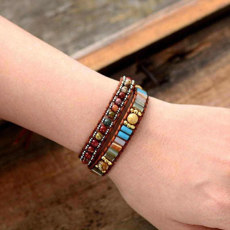Naturstein-Wickelarmband "Sommer-Boho"