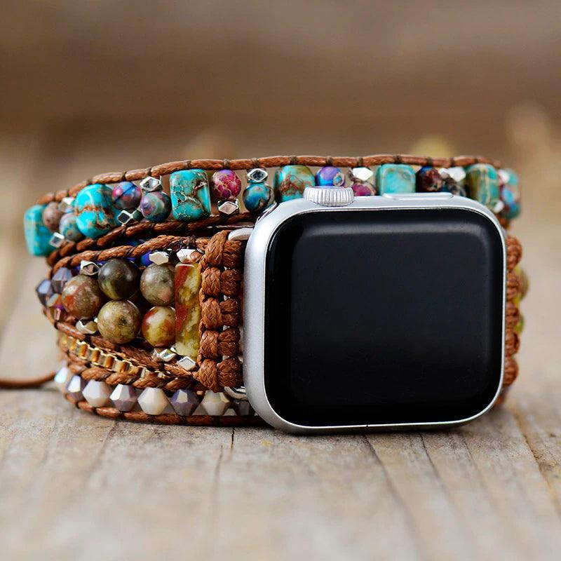 Apple Watch Uhrenband mit Jaspis und Onyx für freie Energie