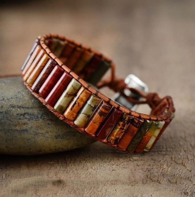 Rohr-Armband "Frieden Ist Möglich" aus Jaspis