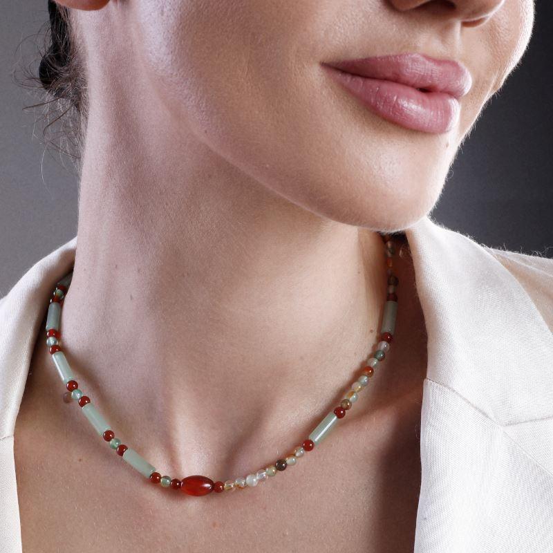 Halskette "Kraftvoller Geist" aus Aventurin und Achat