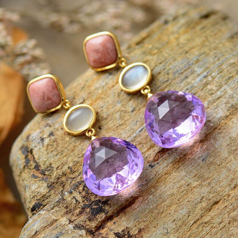 Erleuchtende Amethyst Ohrstecker