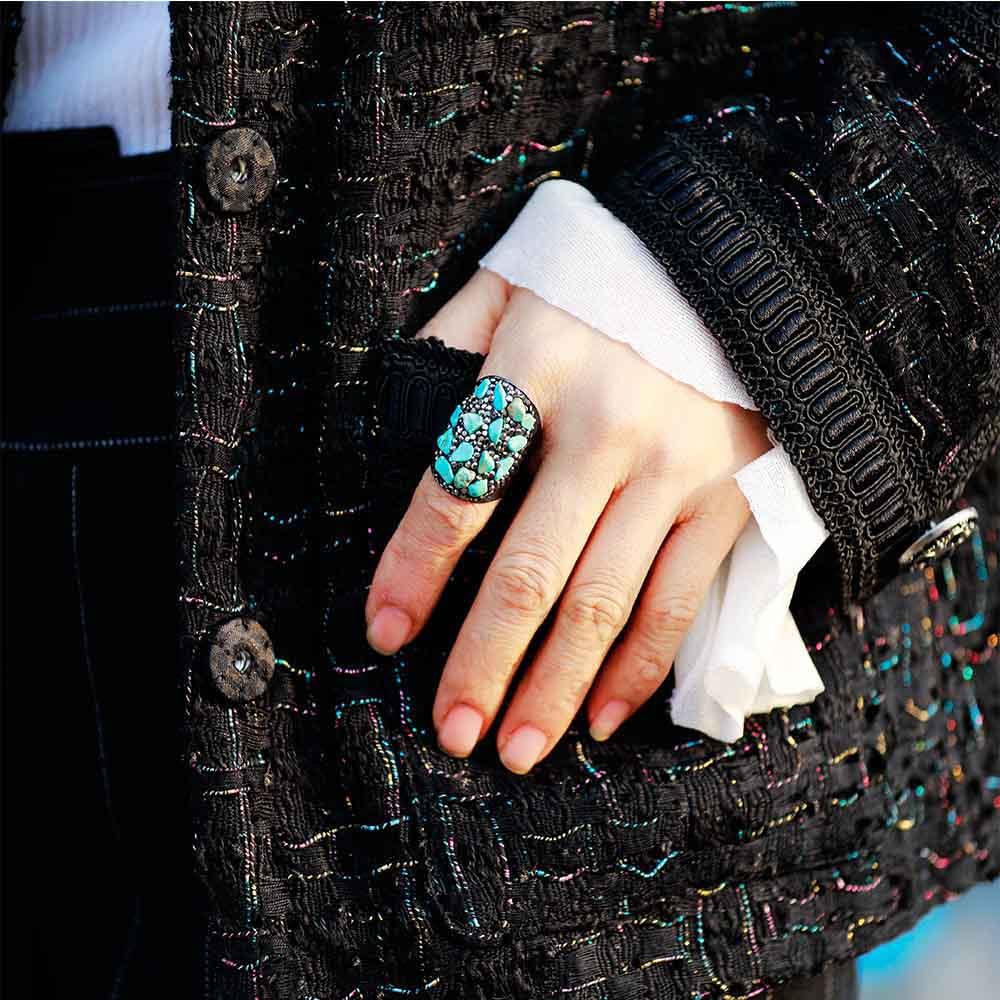 Boho Ring "Frischer Beginn" mit Türkis