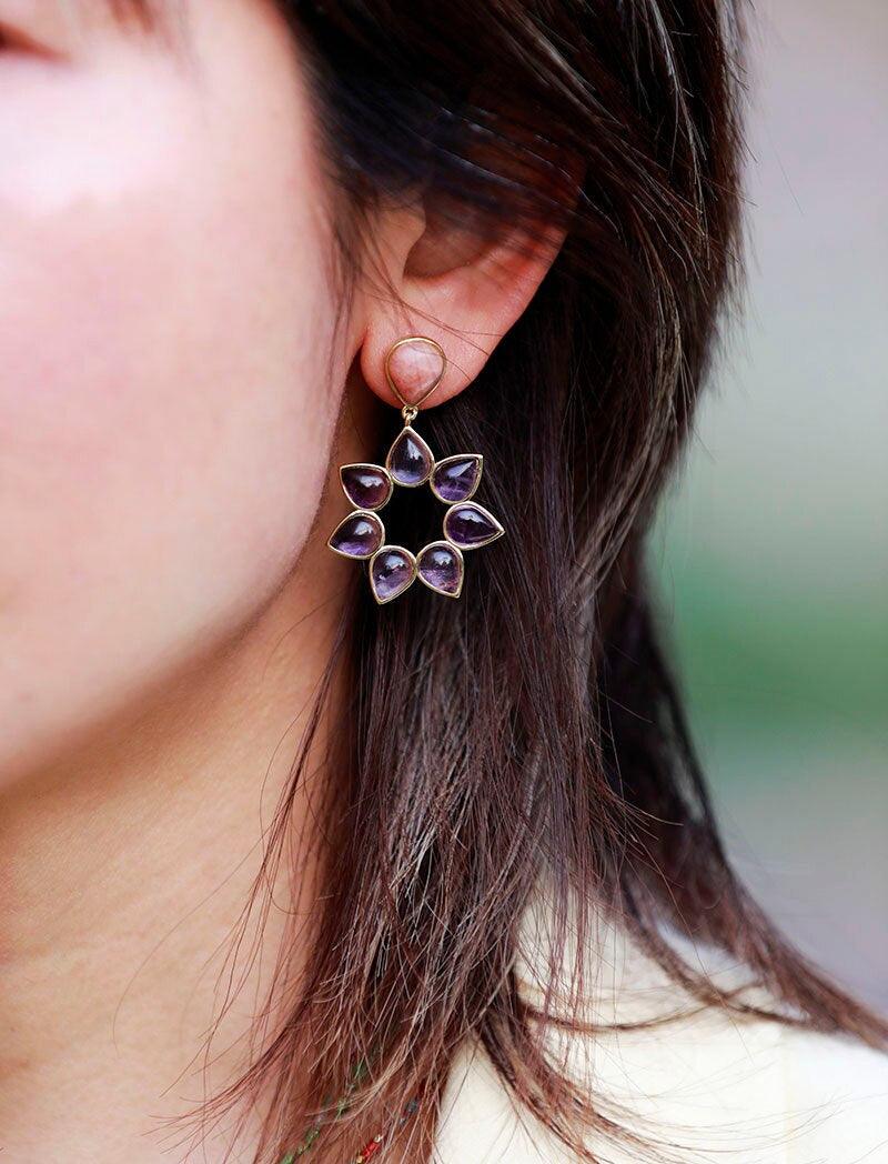 Amazonit & Amethyst Ohrringe "Mutige Wildblume"