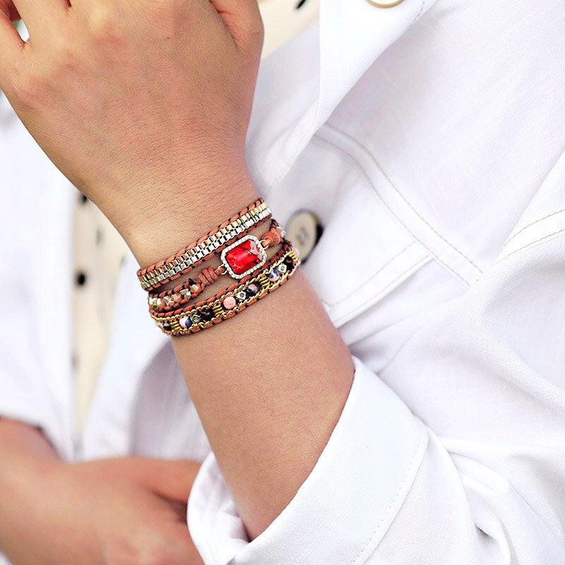 Wickelarmband "Leder Pracht" aus Kaiserjaspis