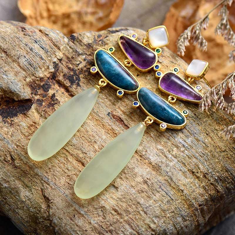 Ohrstecker "Voller Harmonie" aus Amethyst, Jade & Apatit