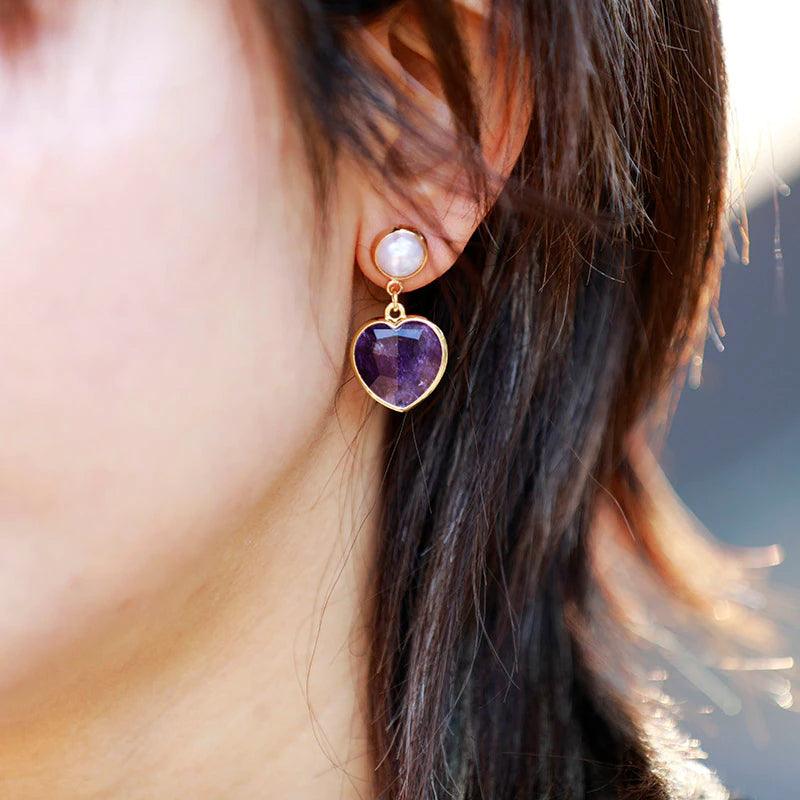 "Ja zur Liebe" - Ohrringe aus Amethyst, Lapislazuli & Schwarzem Onyx