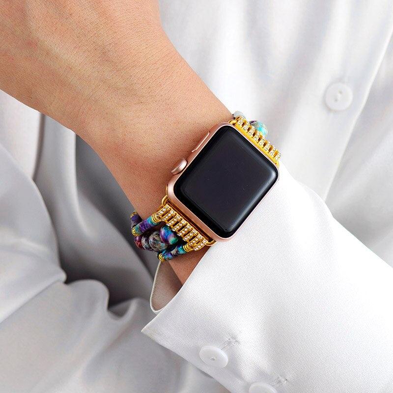 Apple Watch Uhrenarmband aus Jaspis mit violetter Energie