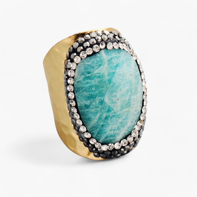 Cocktail Ring "Korallenauge" aus Amazonit