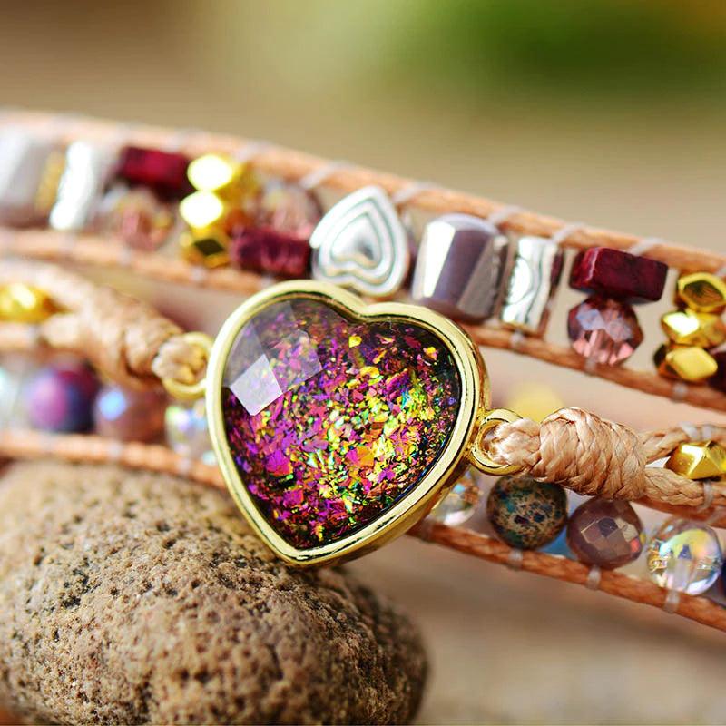 Wickelarmband "Wunderglanz" aus Opal, Amazonit und Türkis
