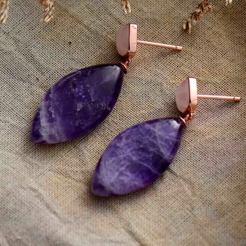 Amethyst- & Achat-Ohrringe "Hübsch Wie Ein Blütenblatt"