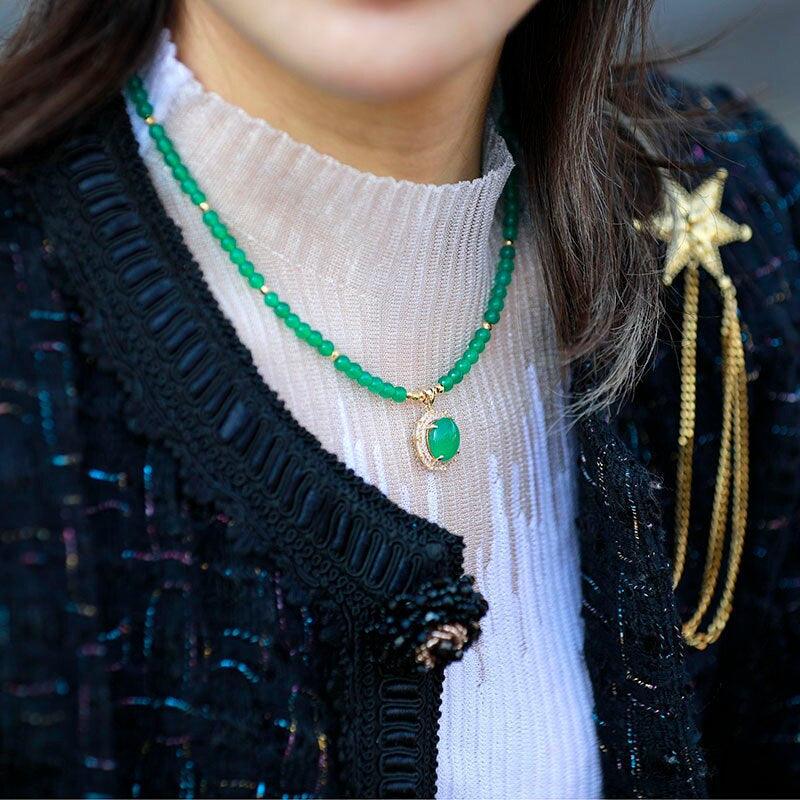 Grün glänzende Onyx Perlenkette