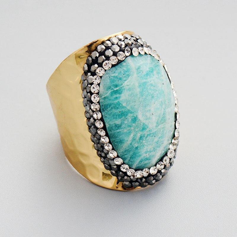Cocktail Ring "Korallenauge" aus Amazonit