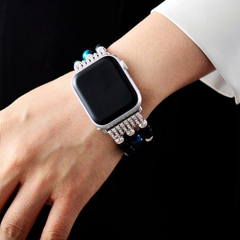 Apple Watch-Armband "Glamouröses Tigerauge & Onyx"