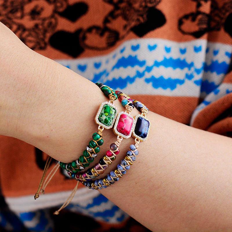 Geflochtenes Jaspis-Armband "Tief Pflegend"