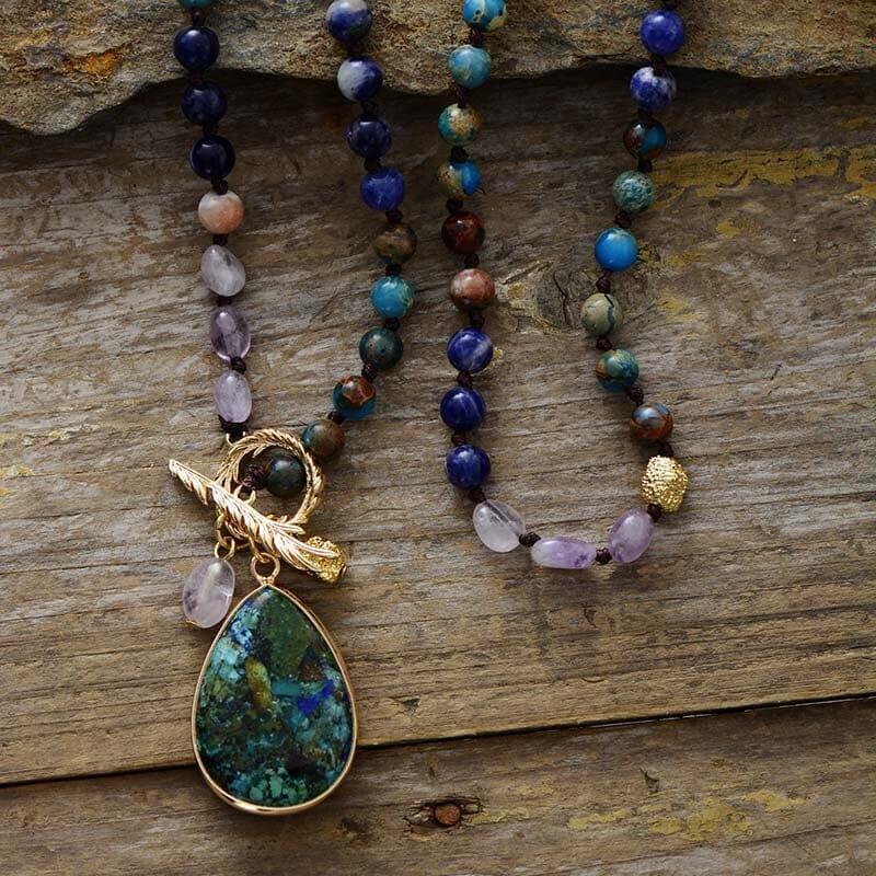 Amethyst & Jaspis Halskette "Göttliche Pflege"