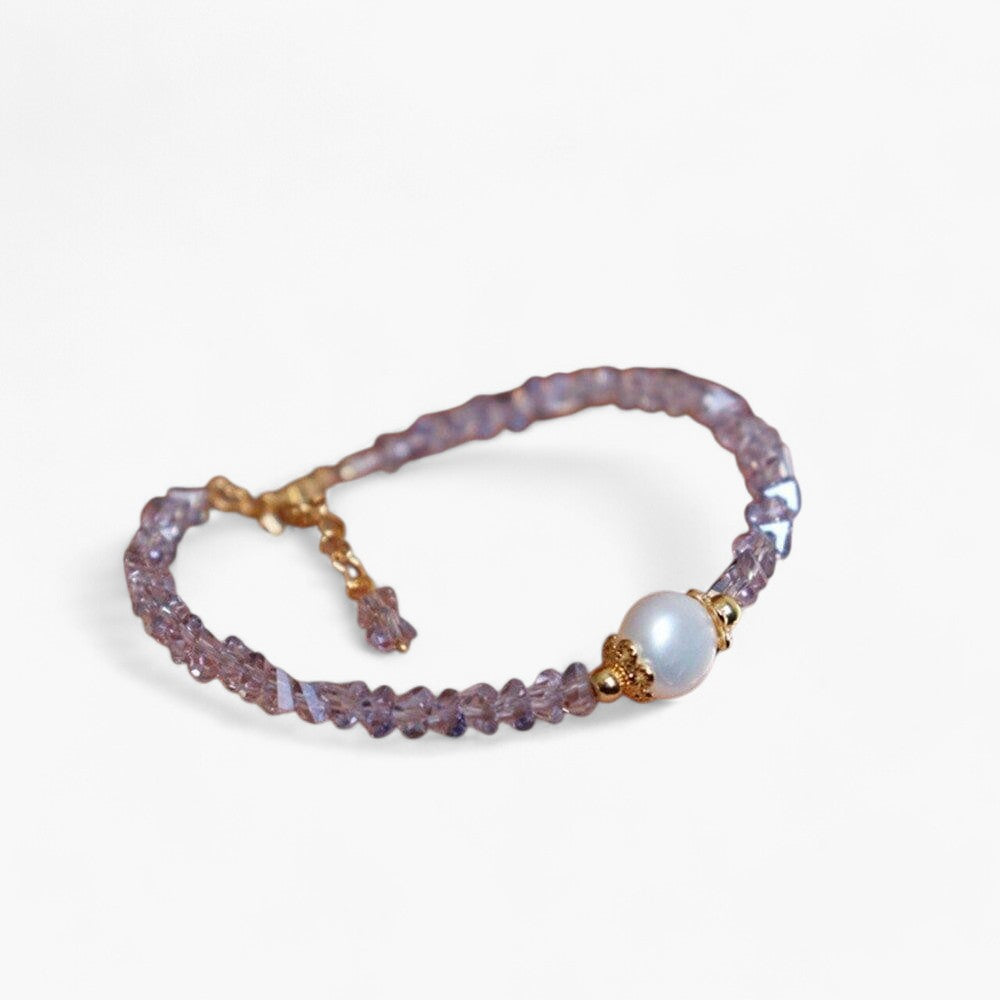 Süße Gelassenheit: Amethyst- & Perlenarmband