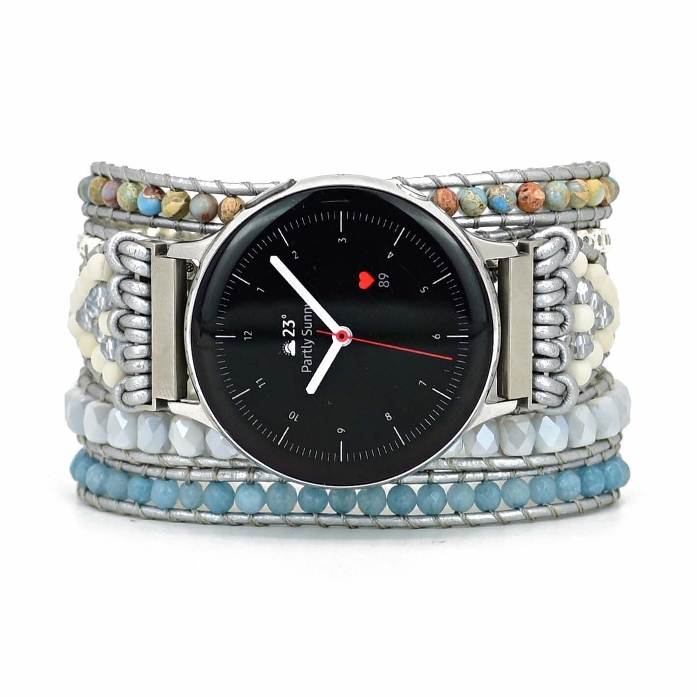 Samsung Uhrenarmband aus silbernem Jaspis und Achat