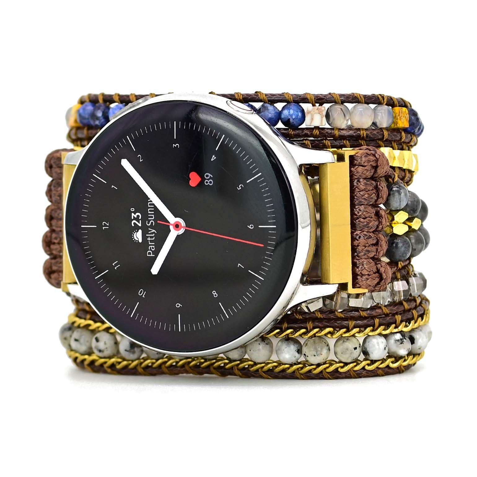 Samsung Uhrenarmband "Kaiserlich" aus schwarzem Labradorit & Achat