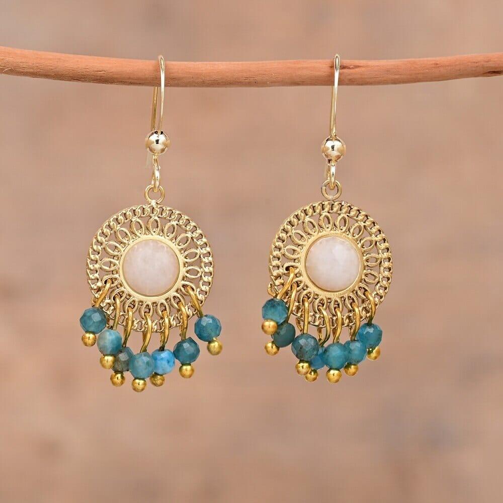 Bohemian-Stil Ohrringe "Freudige Träume" mit Jade