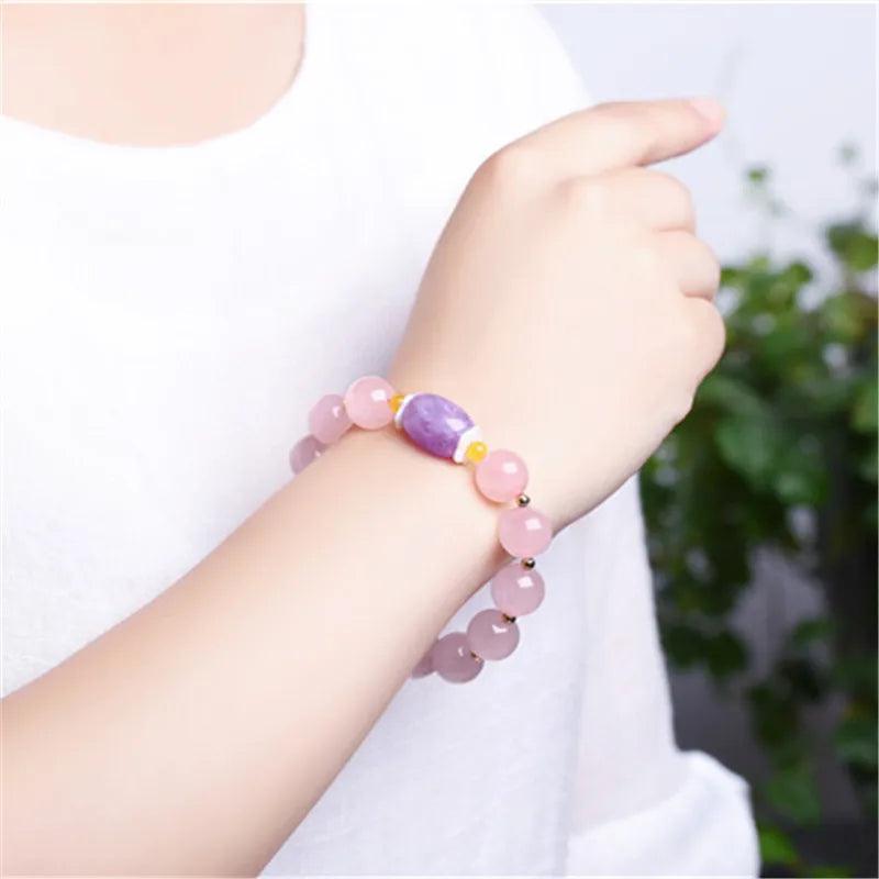 Armband aus Rosenquarz und Amethyst "Göttliche Essenz"