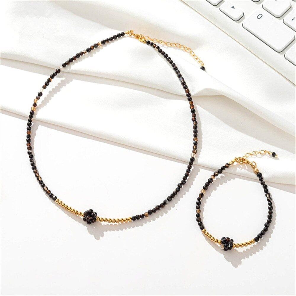 Schutzmantel Set aus Armband und Halskette mit schwarzem Achat