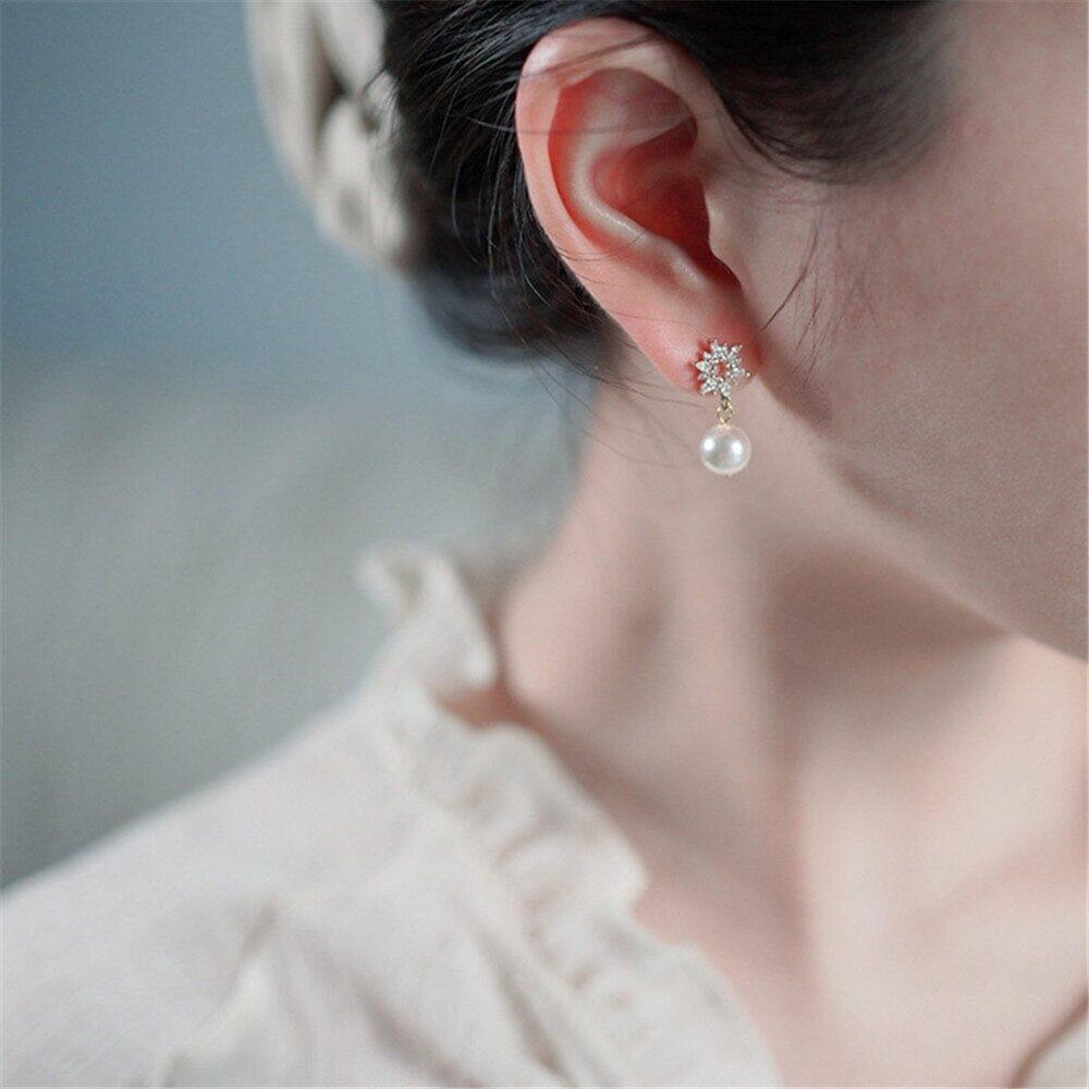 Schneeflocken Perlenohrringe