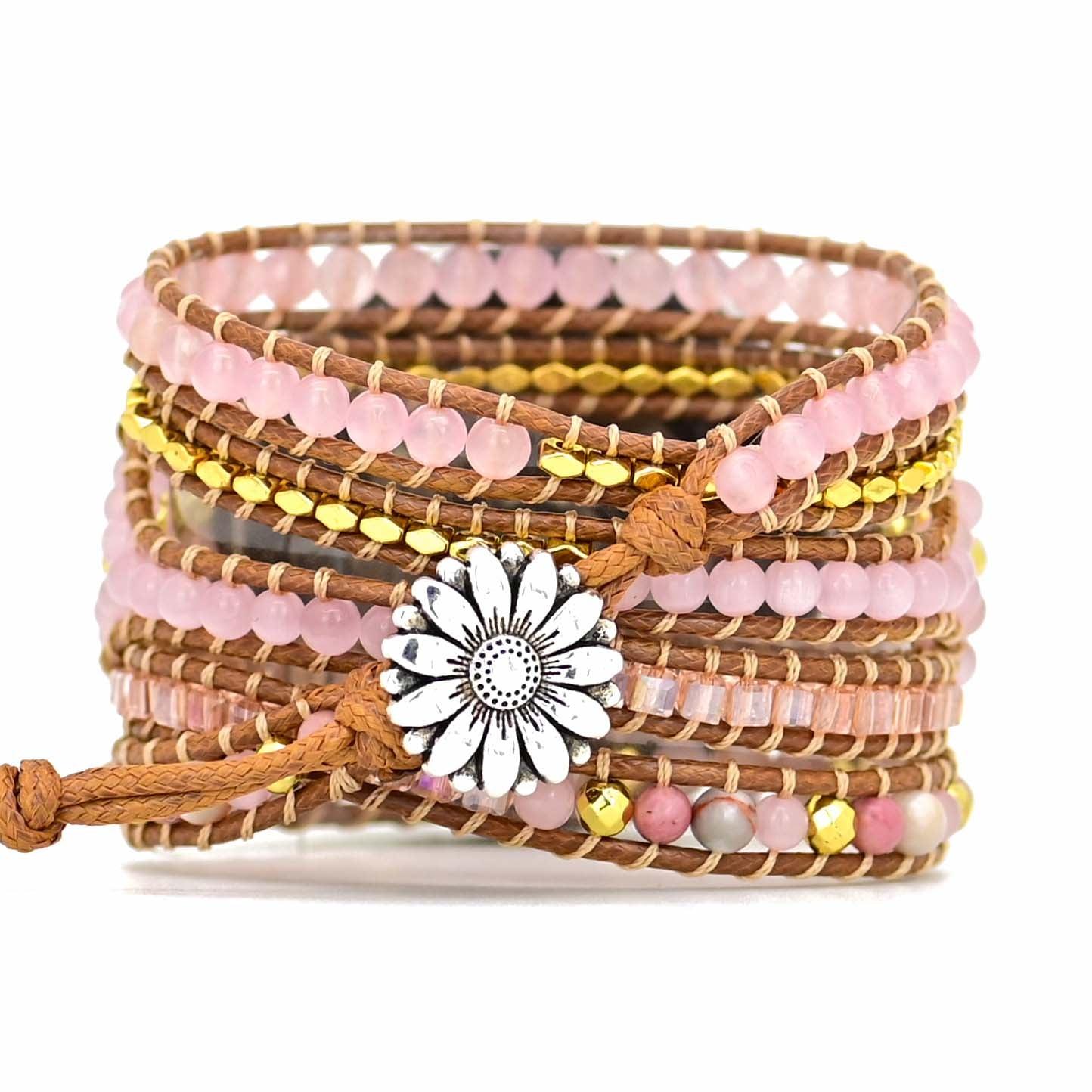 Uhrenarmband "Schönheitskönigin" aus Quarz, Hämatit & Rhodochrosit