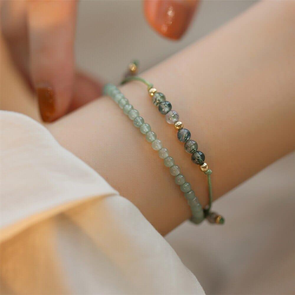 Armband "Seelenvolle Glückseligkeit" aus grünem Achat und Prehnit