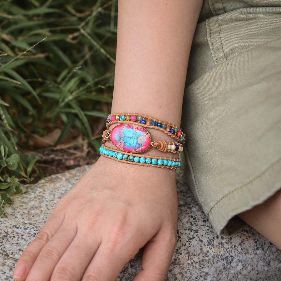 Heilungs-Wickelarmband im Boho-Chic-Stil