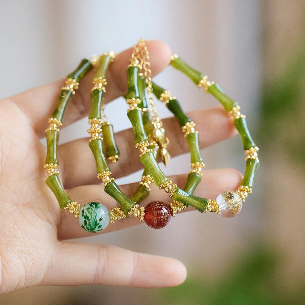 Armband "Goldener Bambus" mit Edelsteinen