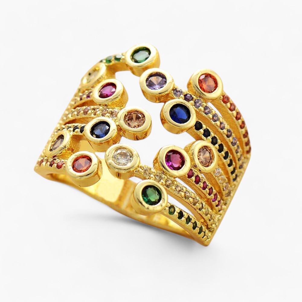 Cocktail Ring "Luxe Chakra Angleichung" aus Edelsteinen