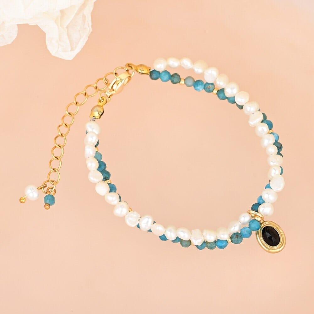 Armband "Sanfter Schutz" aus Perle, Apatit und schwarzem Achat