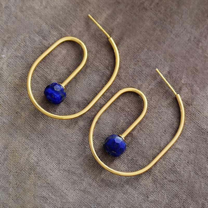 Geometrische Ohrringe "Intensive Schönheit" aus Lapislazuli und Amethyst